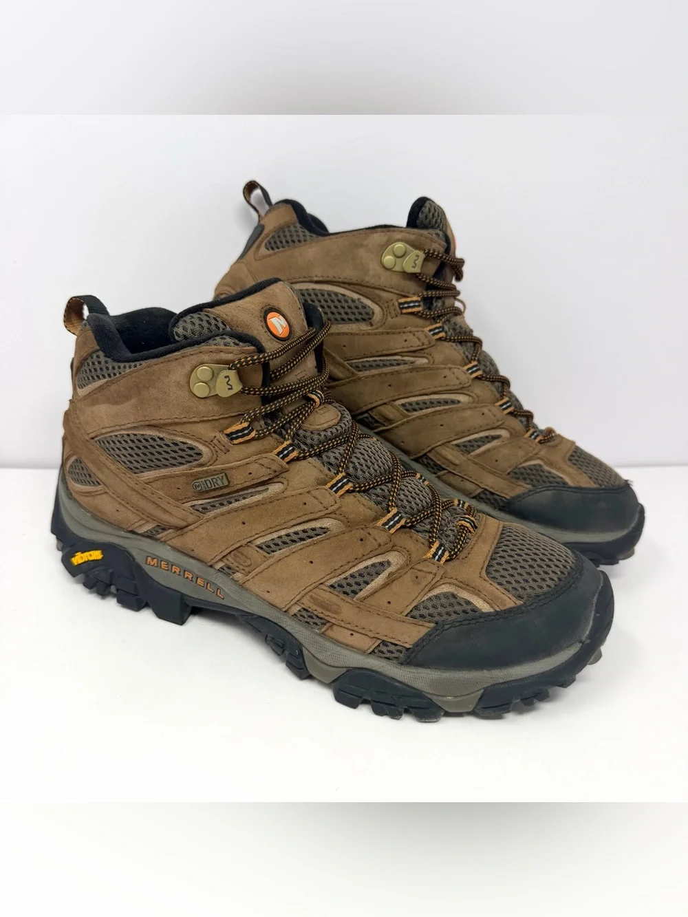 Merrell Men’s Moab 2 Mid Waterproof Hiking Shoes Sz 10.5 Brown Suede Outdoors